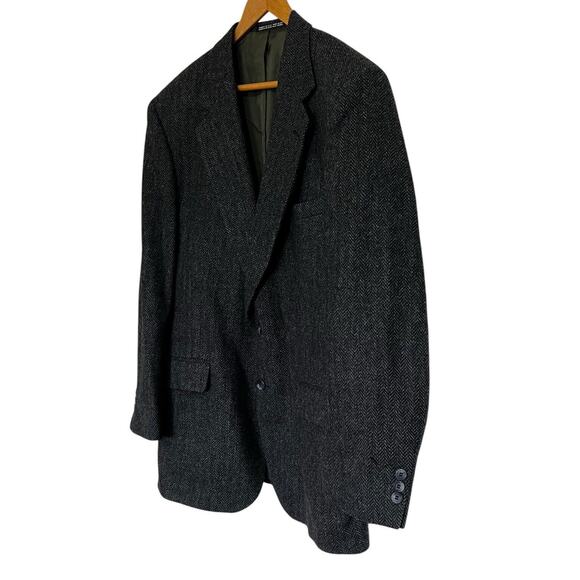 Towncraft 42R Blue Herringbone Tweed Shetland Wool Blazer Sport Jacket Coat - Picture 2 of 8